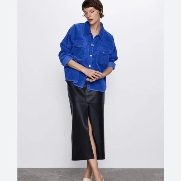 Zara Tops - Zara Cobalt Blue Oversized Corduroy Jacket Shacket